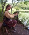 Making a Bride's Cross by the lake