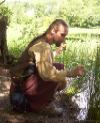 Making a Bride's Cross by the lake